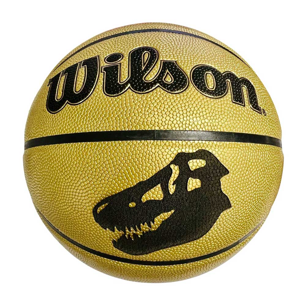 The Basketball Hall of Fame x Wilson Basketball Gold, in yellow with a black dinosaur skull silhouette below the logo, is an eye-catching collector’s basketball.
