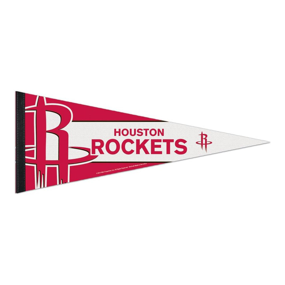 An NBA Premium Felt Pennant in red and white, featuring the Houston Rockets logo and prominently displaying the "HOUSTON ROCKETS" text.
