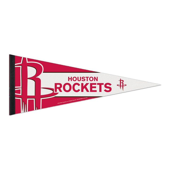 An NBA Premium Felt Pennant in red and white, featuring the Houston Rockets logo and prominently displaying the "HOUSTON ROCKETS" text.