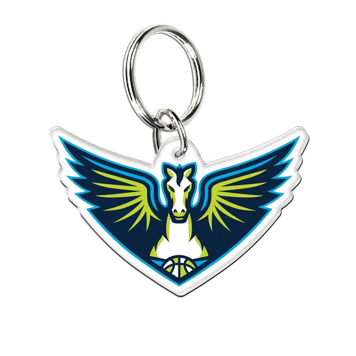 Show your team spirit with this WNBA Keychain, featuring a stylized winged horse in white, blue, and yellow above a basketball—an ideal accessory for Los Angeles Sparks fans.