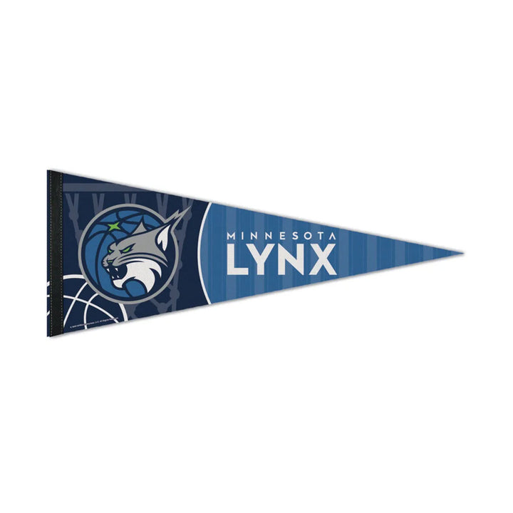 Celebrate your passion for women’s basketball with the WNBA Premium Felt Pennant—a blue triangular pennant featuring the Minnesota Lynx logo, a stylized lynx head, and crisp white "MINNESOTA LYNX" text along the right side—making it the perfect way to support your favorite Women’s National Basketball Association team.