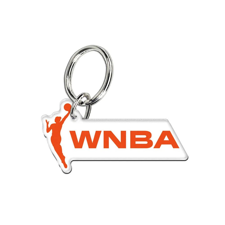The WNBA Keychain features the orange WNBA logo with a female player silhouette beside bold WNBA letters—ideal for any Los Angeles Sparks fan’s basketball accessory collection.