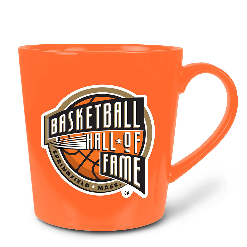 The Basketball Hall of Fame Mug [waiting] features a basketball design with bold Springfield Mass. text—an ideal basketball gift or souvenir for fans and collectors.