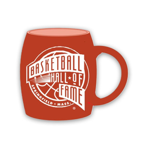 The Basketball Hall of Fame Foil Mug is a red ceramic mug featuring the Springfield, Mass. logo in white with a stylized basketball and bold text on the side.